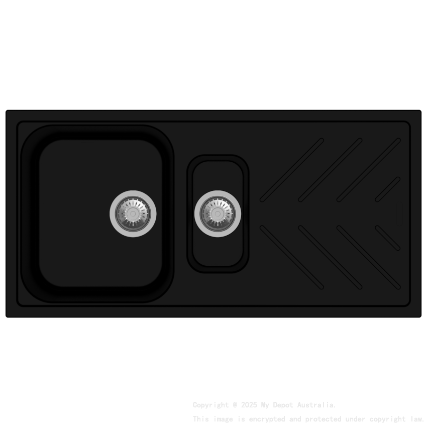 New Beethoven D150 Nera Black 1 and 1/4 Bowl Granite Kitchen Sink 1000*500mm