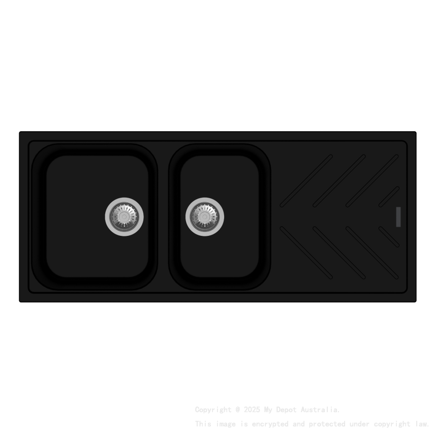 New Beethoven D200 Nera Black 1 and 3/4 Bowl Granite Kitchen Sink 1060*500mm