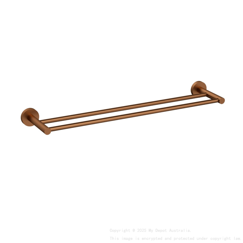 Otus Slimline Double Towel Rail 600mm Brushed Copper