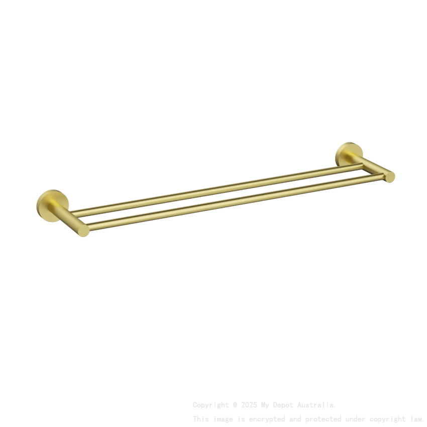 600mm Otus Slimline Double Towel Rail Brushed Gold