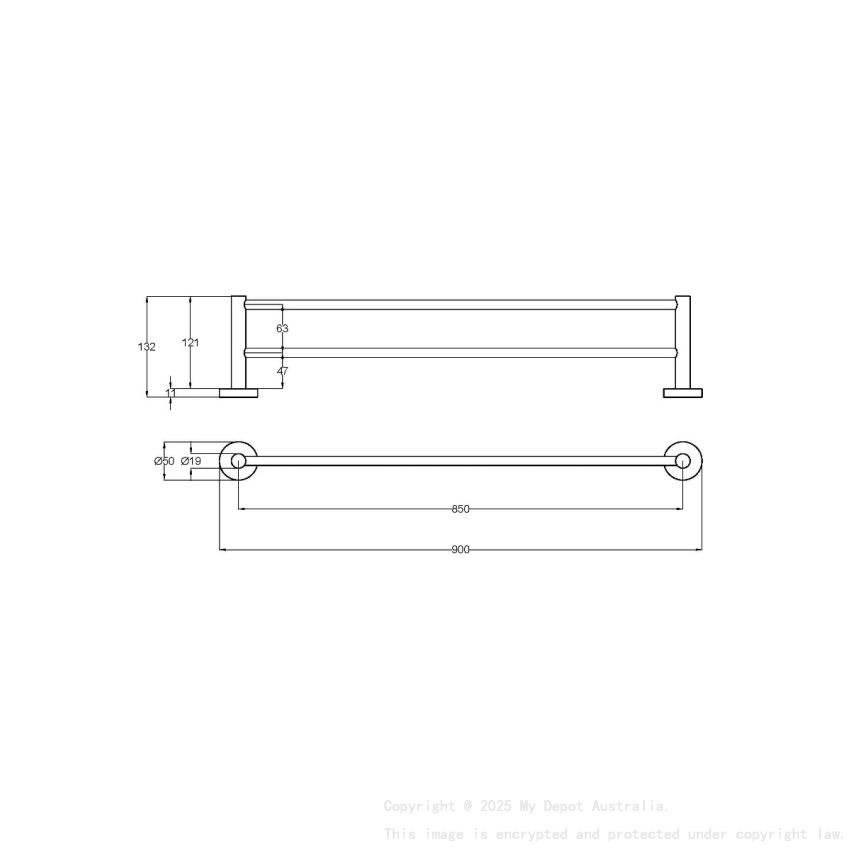 900mm Otus Slimline Double Towel Rail Brushed Stainless Steel