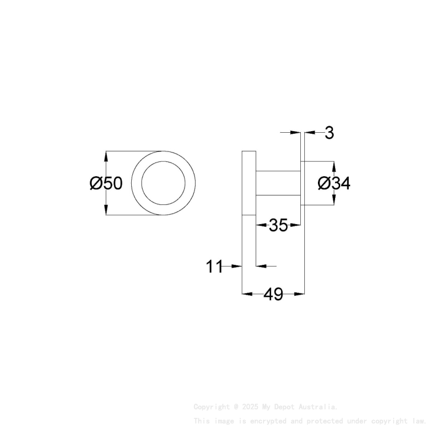 Otus Slimline Robe Hook Brushed Gold