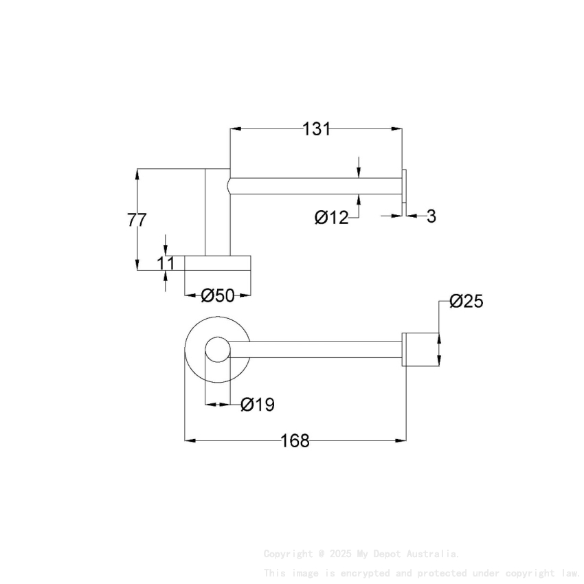 Otus Slimline Toilet Paper Holder Brushed Gold