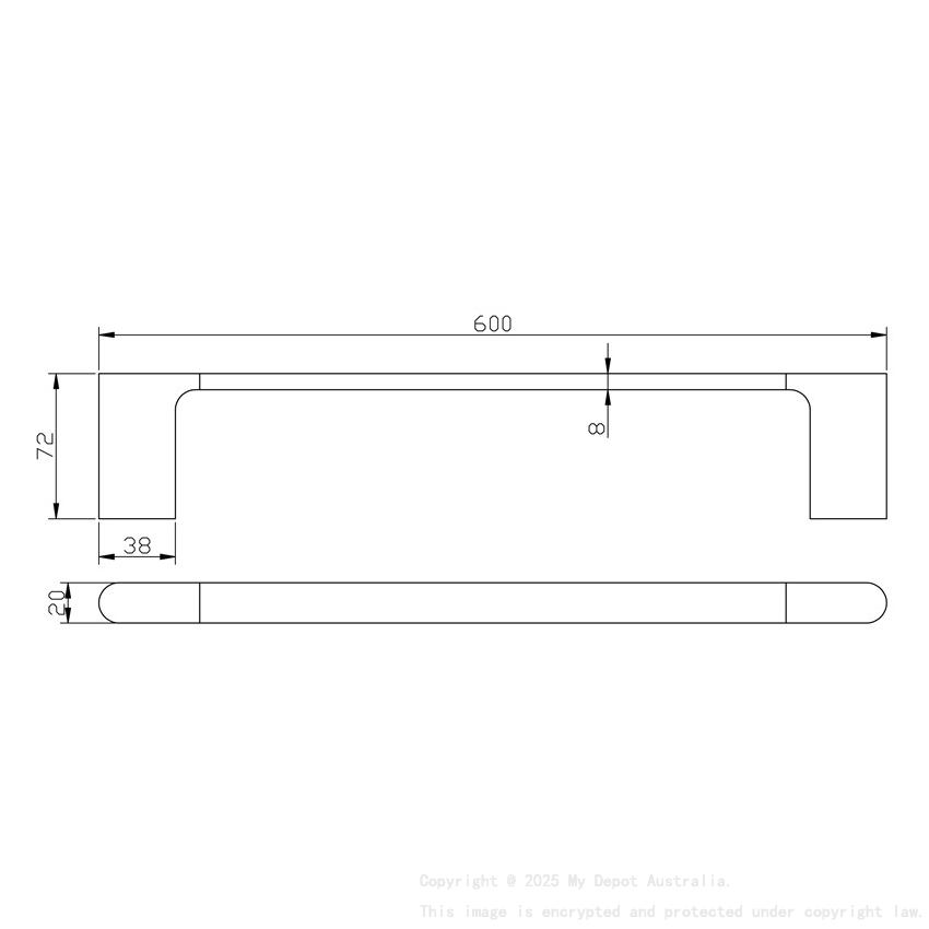 Cora Single Towel Rail 600mm Gun Metal