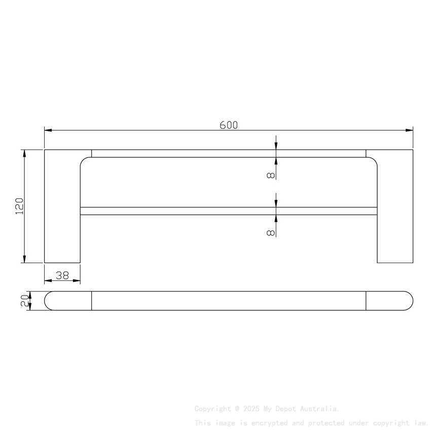 Cora  Double Towel Rail 600mm Gun Metal