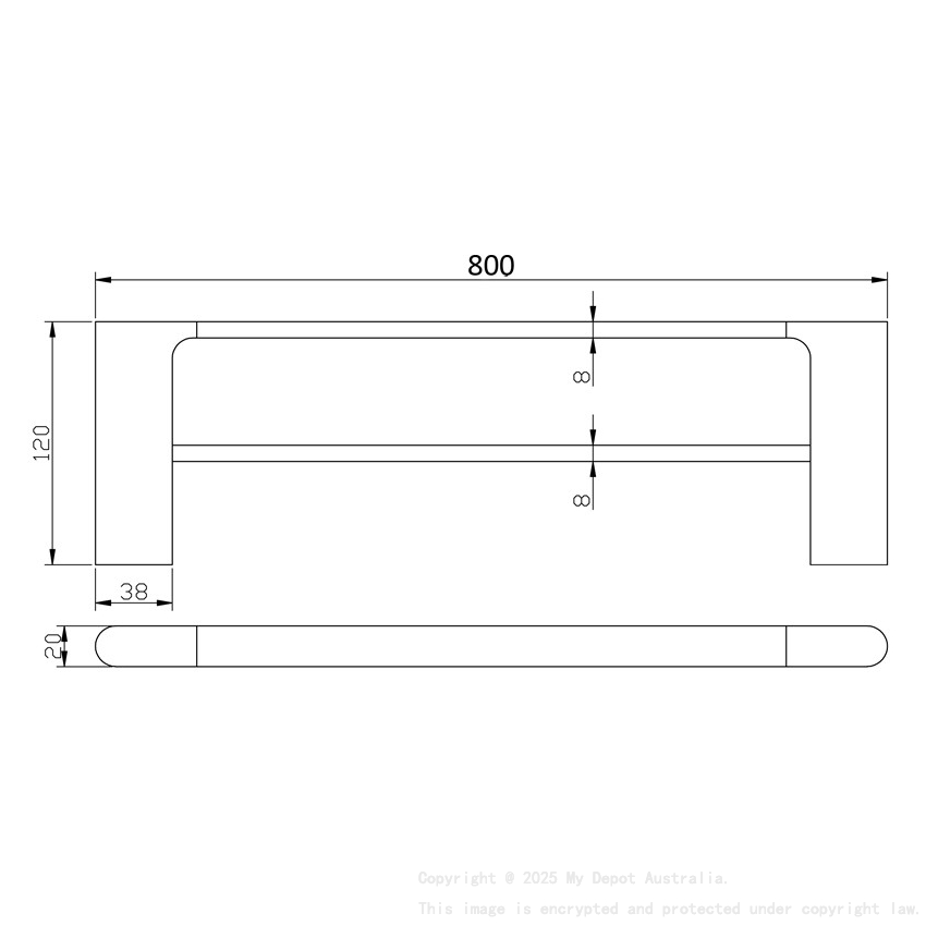 Cora  Double Towel Rail 800mm Brushed Nickel