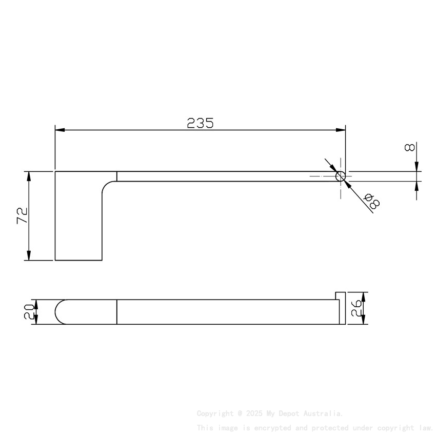 Cora Round Cornered Rectangle Towel Bar Gun Metal