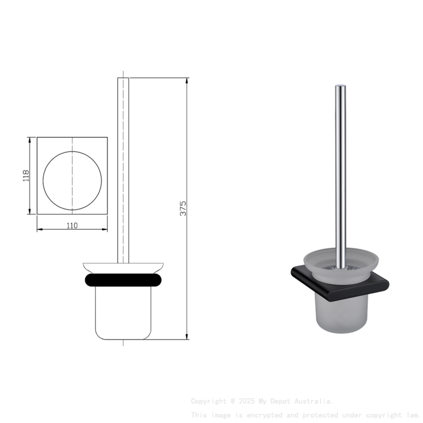 Cora Toilet Brush Holder Matt Black