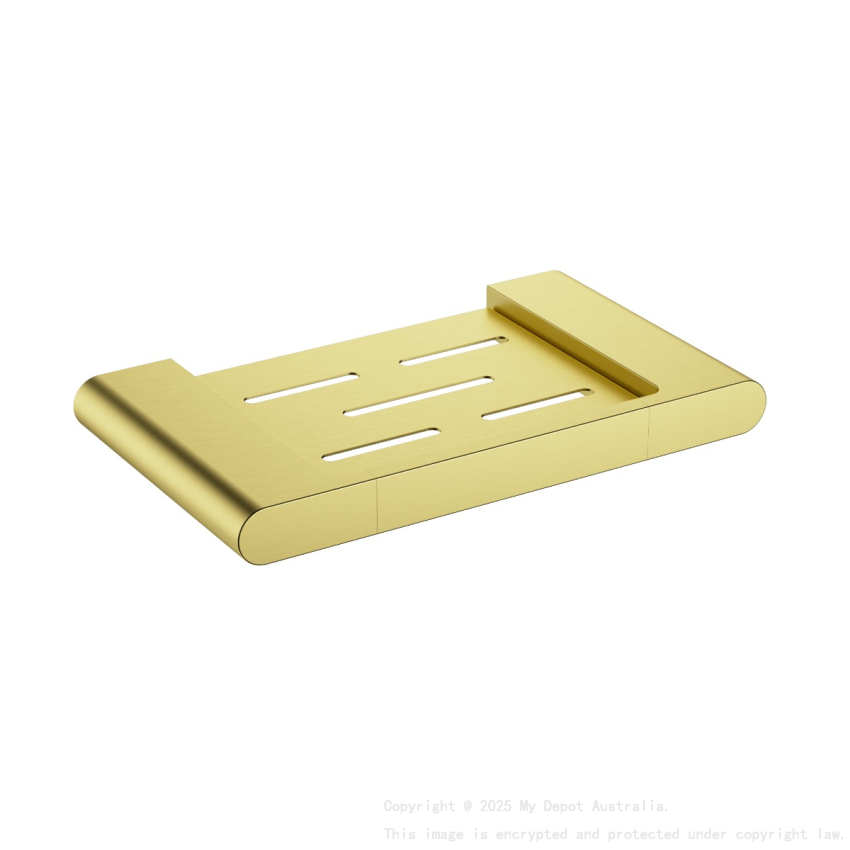 Cora Round Cornered Rectangle Soap Holder Brushed Gold