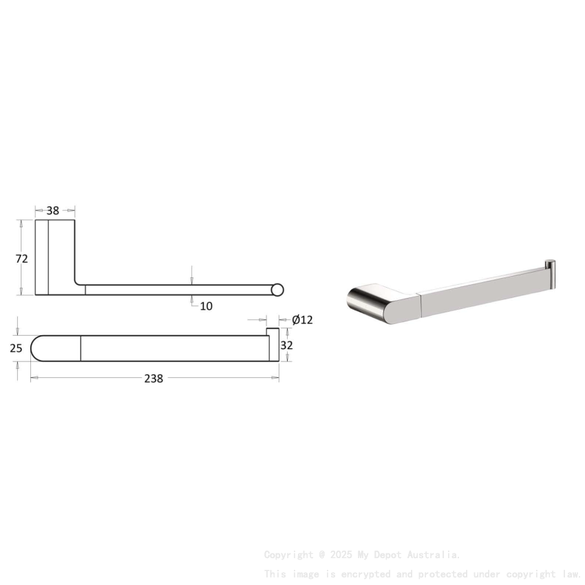 Flores Towel Bar Chrome