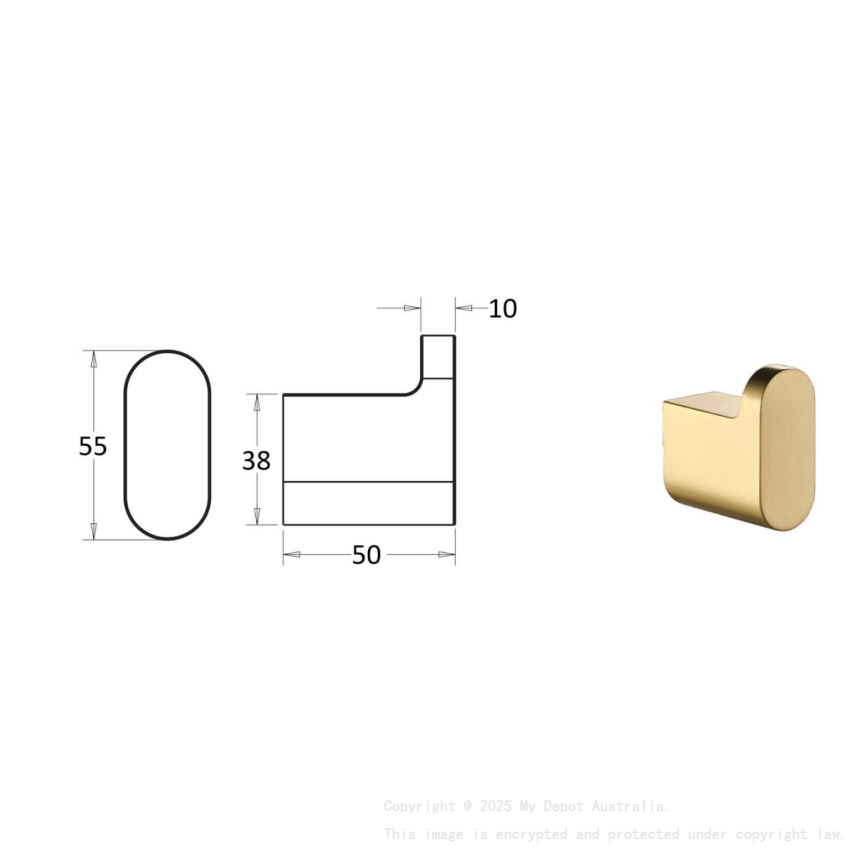 Flores Robe Hook Brushed Yellow Gold Brass