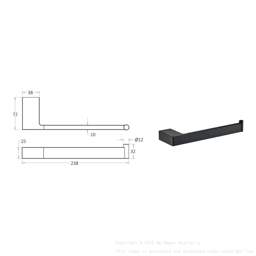 Ceram Towel Bar Matt Black