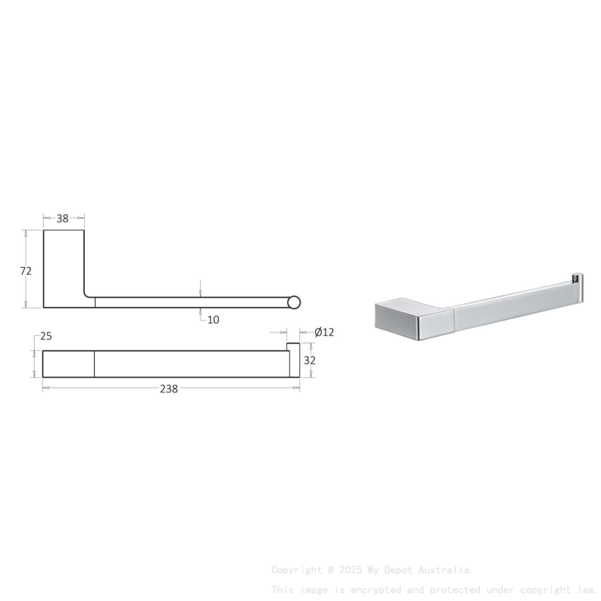 Ceram Towel Bar Chrome