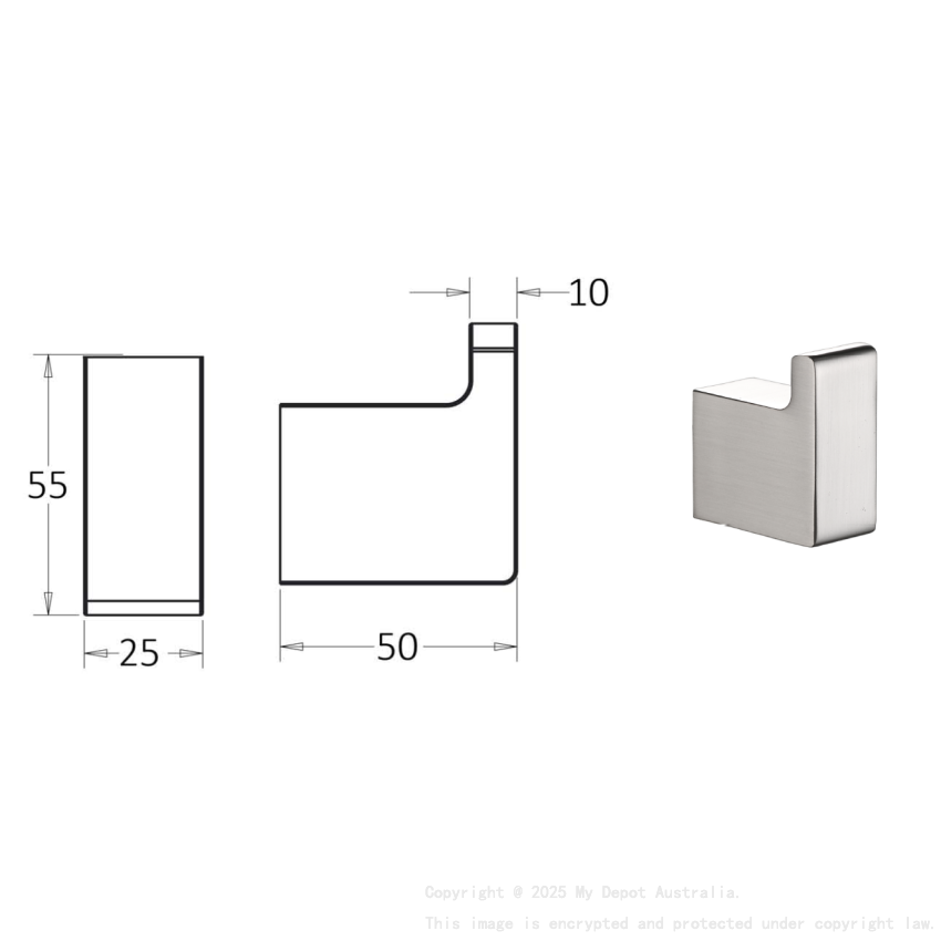 Ceram Robe Hook Brushed Nickel