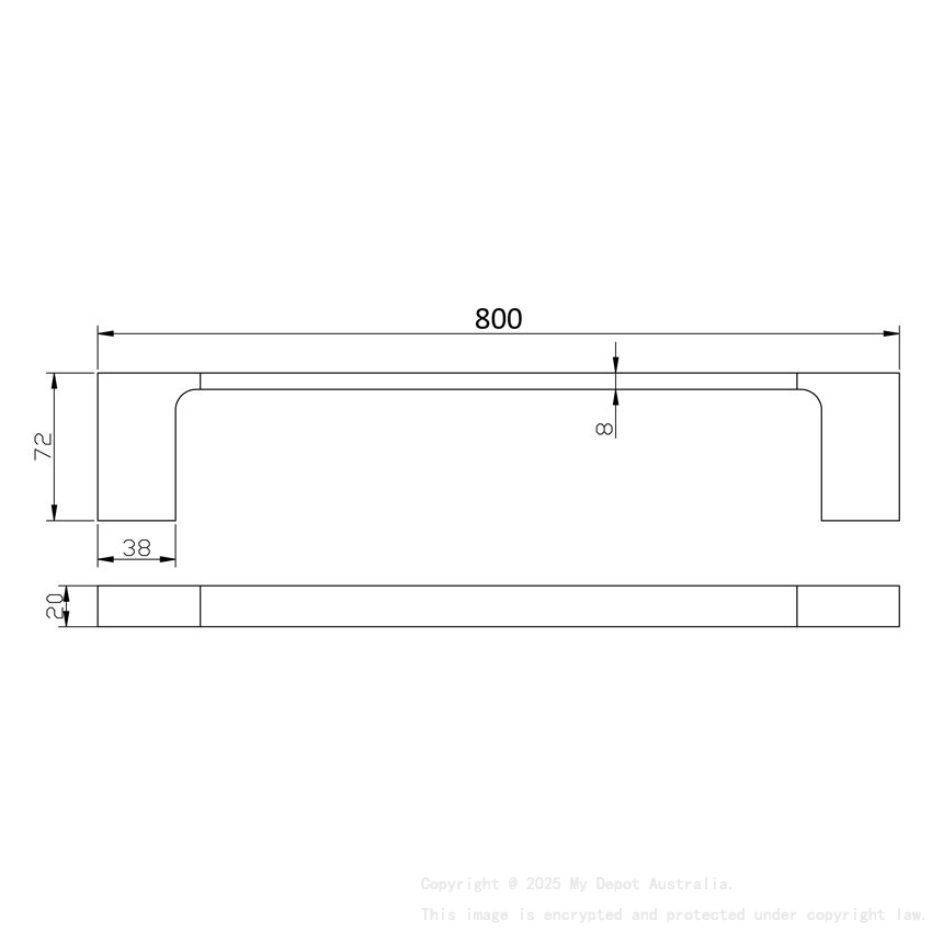 Eden Single Towel Rail 800 mm Matt Black