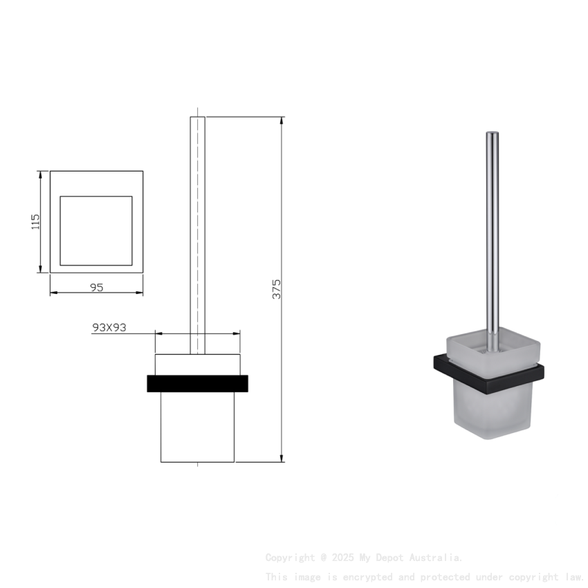 Eden Toilet Brush Holder Matt Black