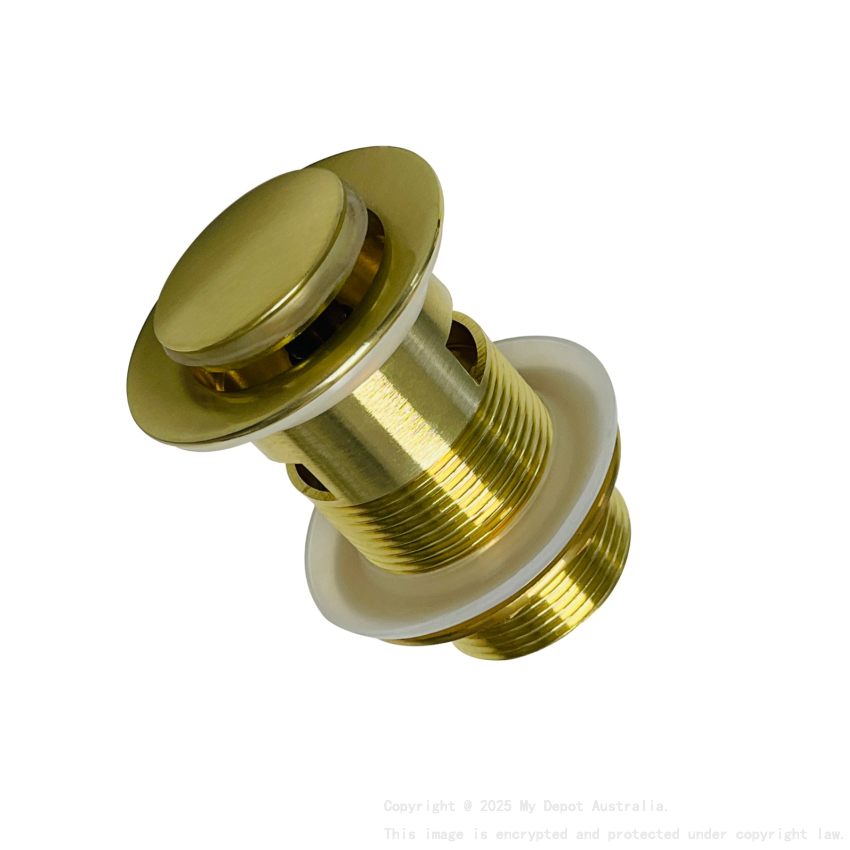 Brushed Gold Solid Brass 32mm Bathroom Basin Sink Pop Up Waste With Overflow