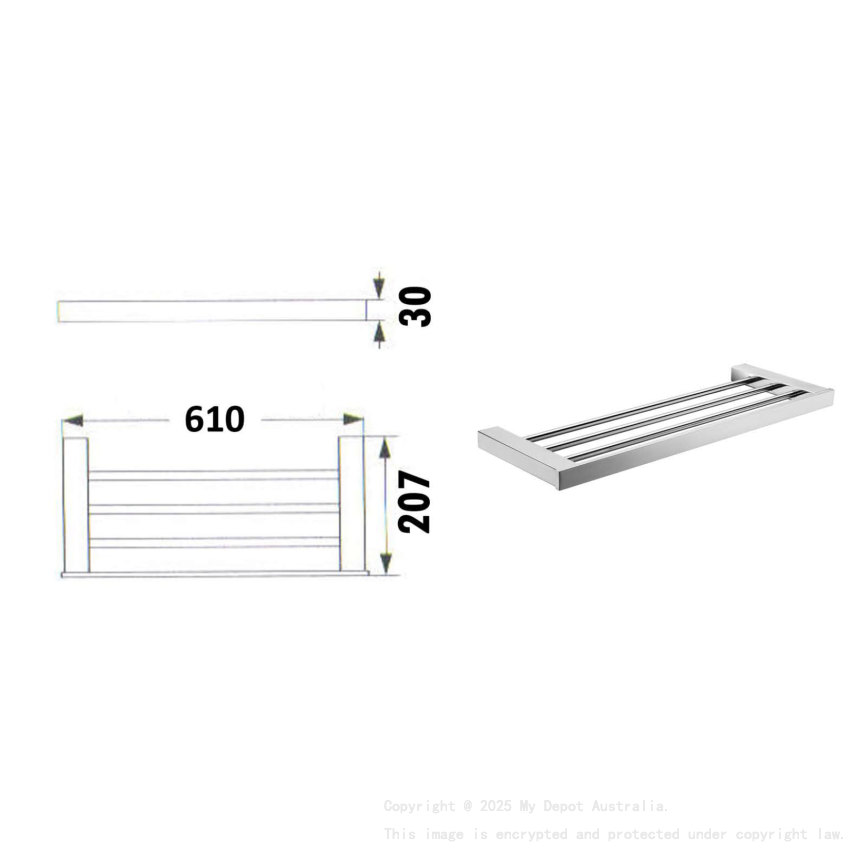 Rosa Towel Shelf Mirror Polish