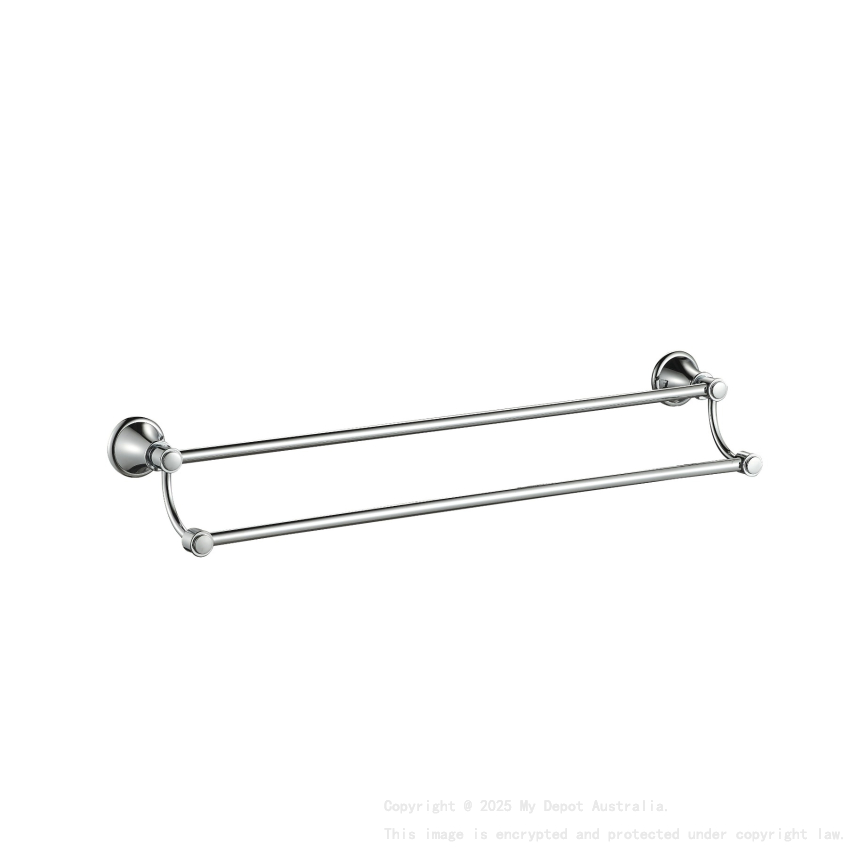 Clasico Double Towel Rail 600mm in Brushed Nickel