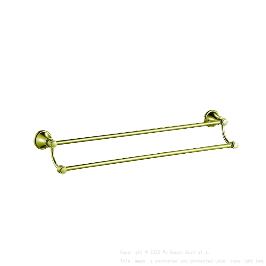Clasico Double Towel Rail 800mm in Brushed Gold