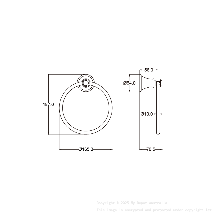 Clasico Towel Ring in Matt Black