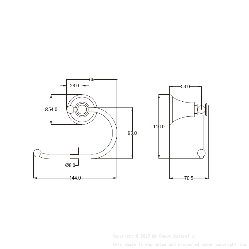 Clasico Paper Holder in Brushed Gold