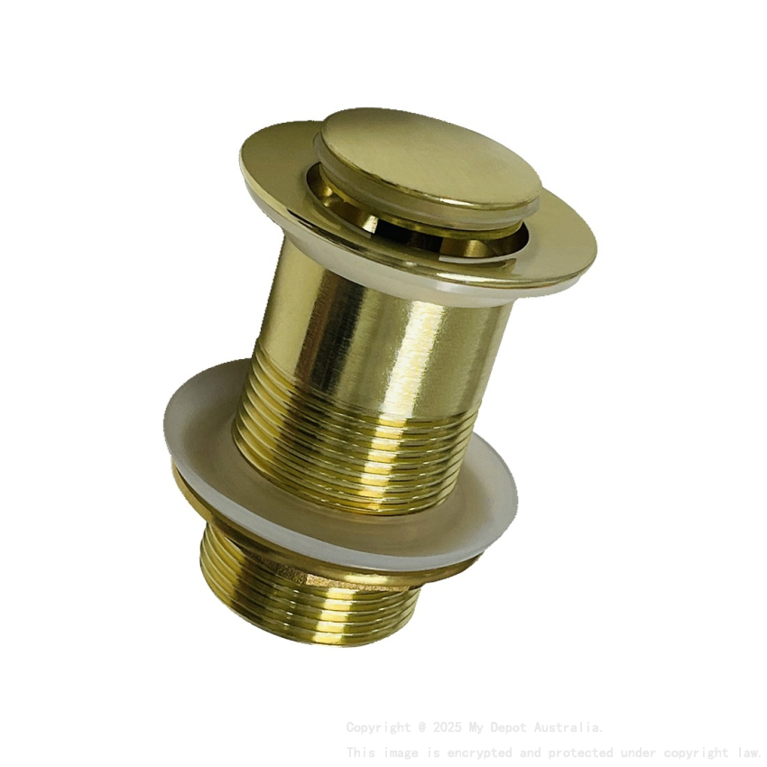 Brushed Gold Solid Brass 32mm Bathroom Basin Sink Pop Up Waste Non Overflow