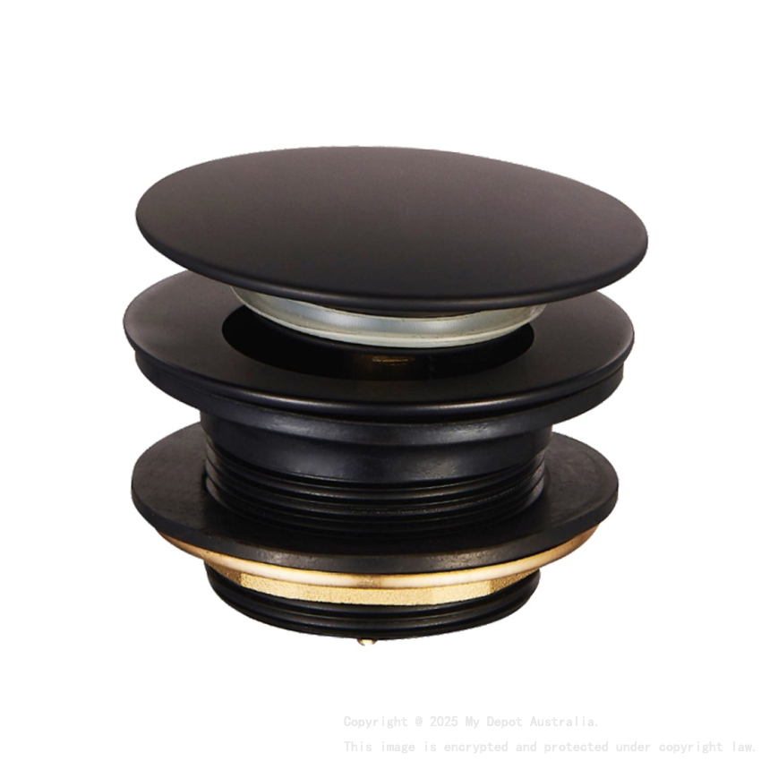 Matte Black Mushroom Solid Brass 40mm Bathtub Pop Up Waste Plug Non Overflow