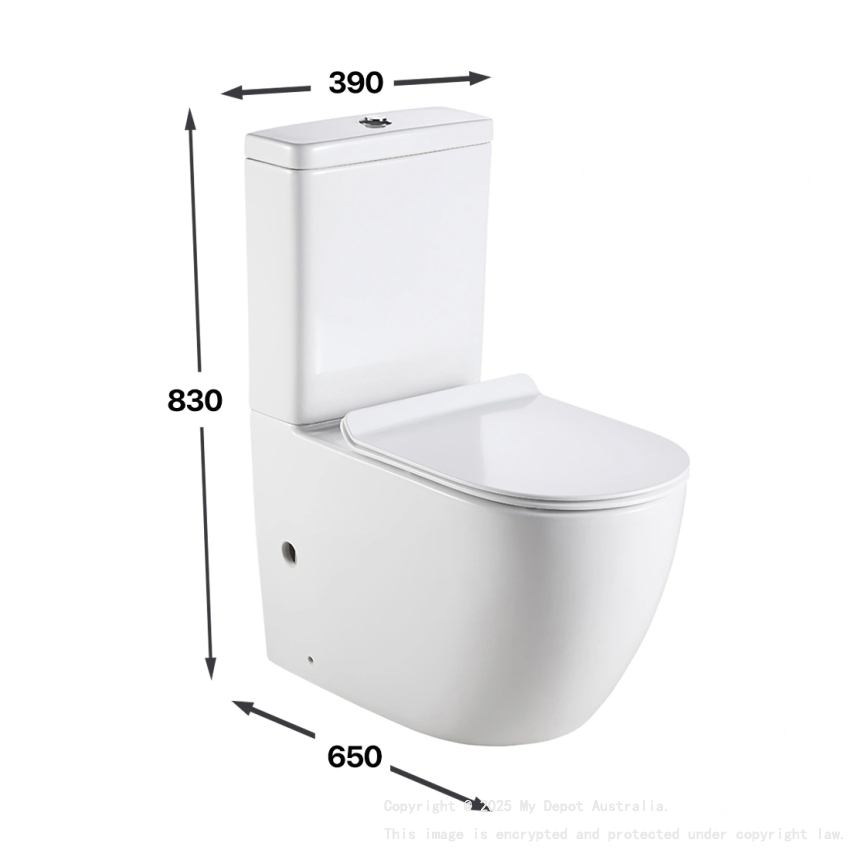 Two-Piece Rimless Flushing Toilet Suite Wall Faced Floor Mounted Toilet