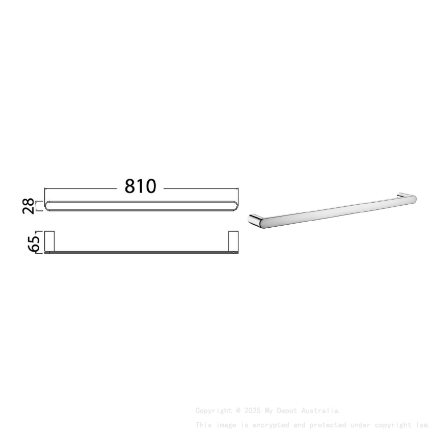 Dove Single Towel Rail Chrome