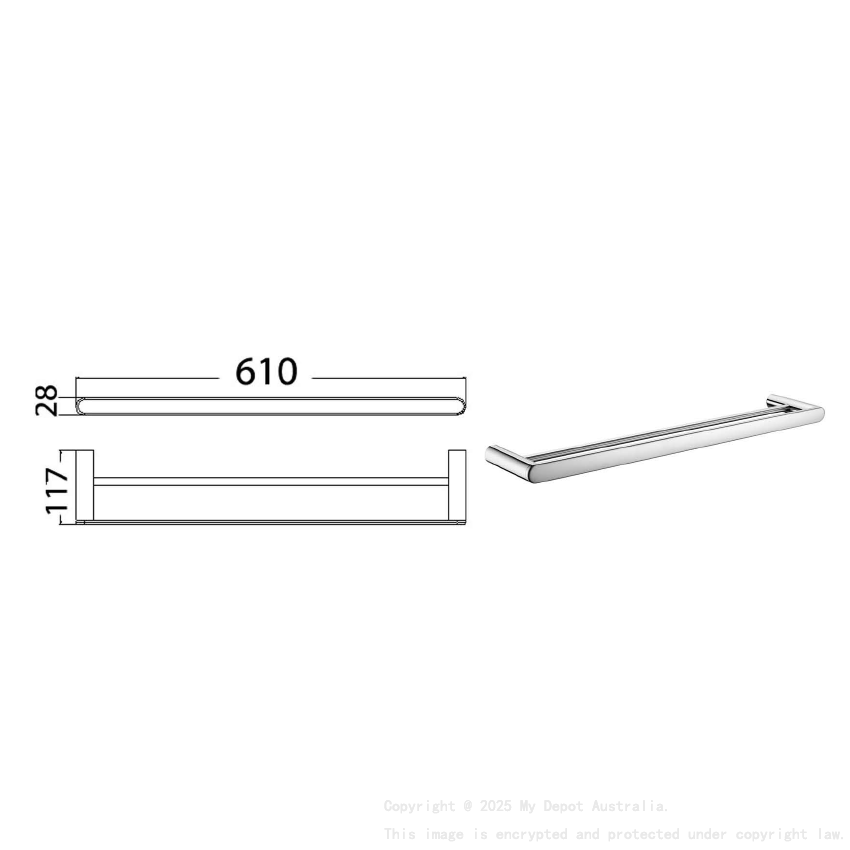 Dove Double Towel Rail Chrome