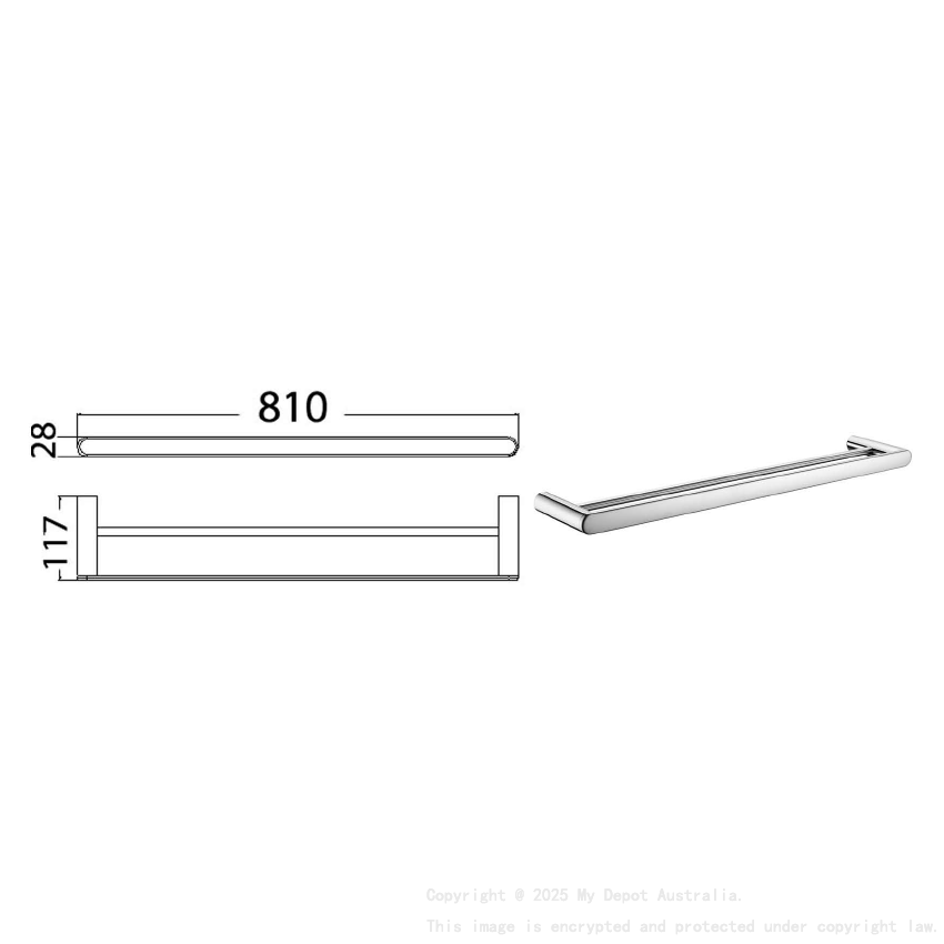Dove Double Towel Rail Chrome