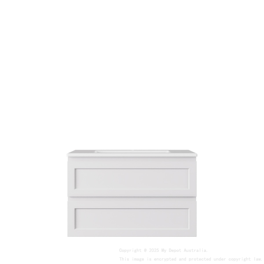 740*360*560mm Matte White Archill Federation Wall Hung Ensuite PVC Cabinet Left Hand Drawer