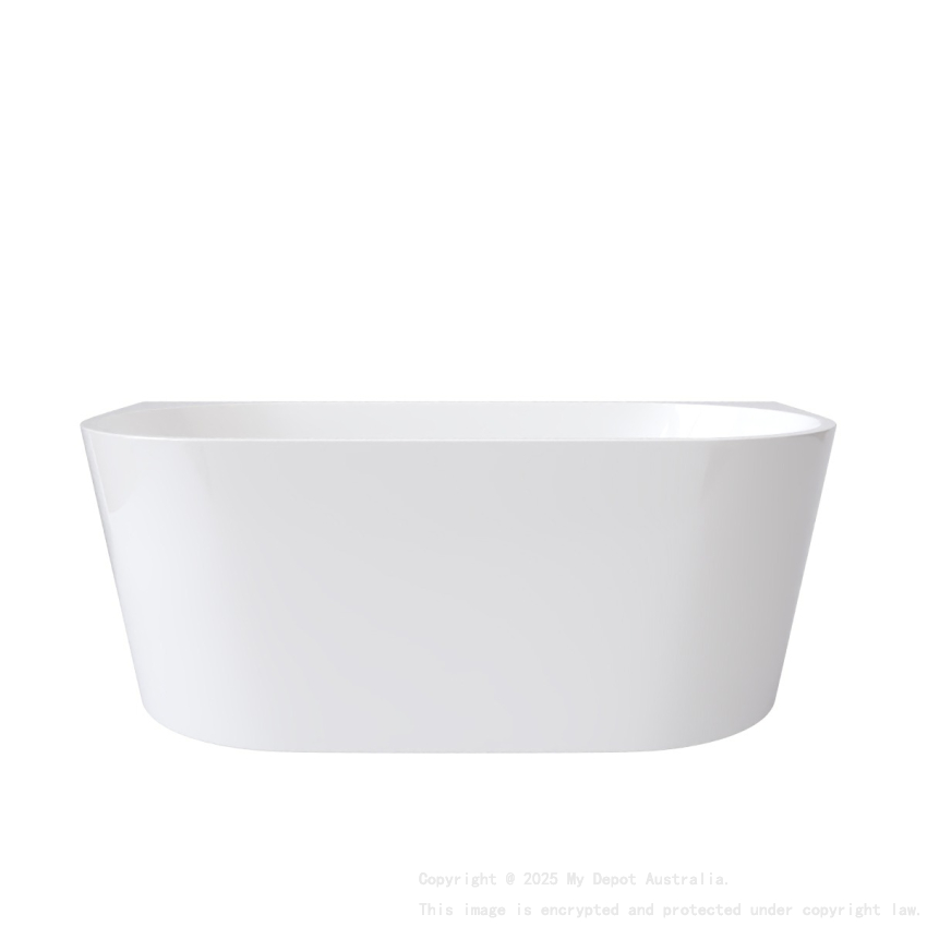 1500MM Back To Wall Bathtub Gloss White Acrylic Rounded Edge