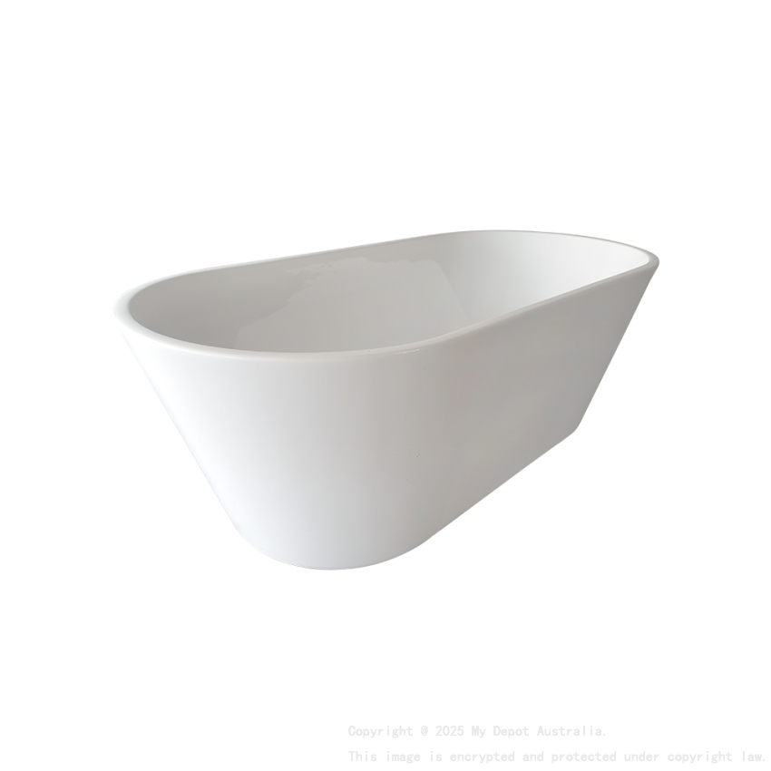 1500mm Oval Gloss White Acrylic Free Standing Bathtub No Overflow