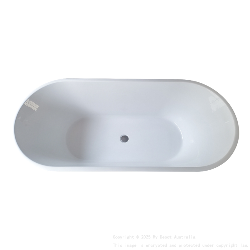 1700MM Oval Gloss White Acrylic Free Standing Bathtub No Overflow