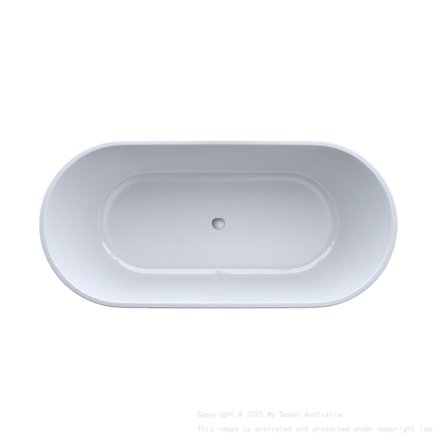 1500mm Oval Gloss White Acrylic Free Standing Bathtub No Overflow