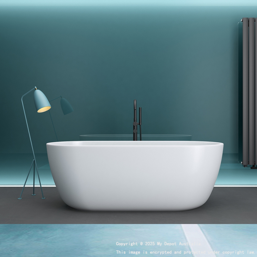 1500mm Oval Gloss White Acrylic Free Standing Bathtub No Overflow