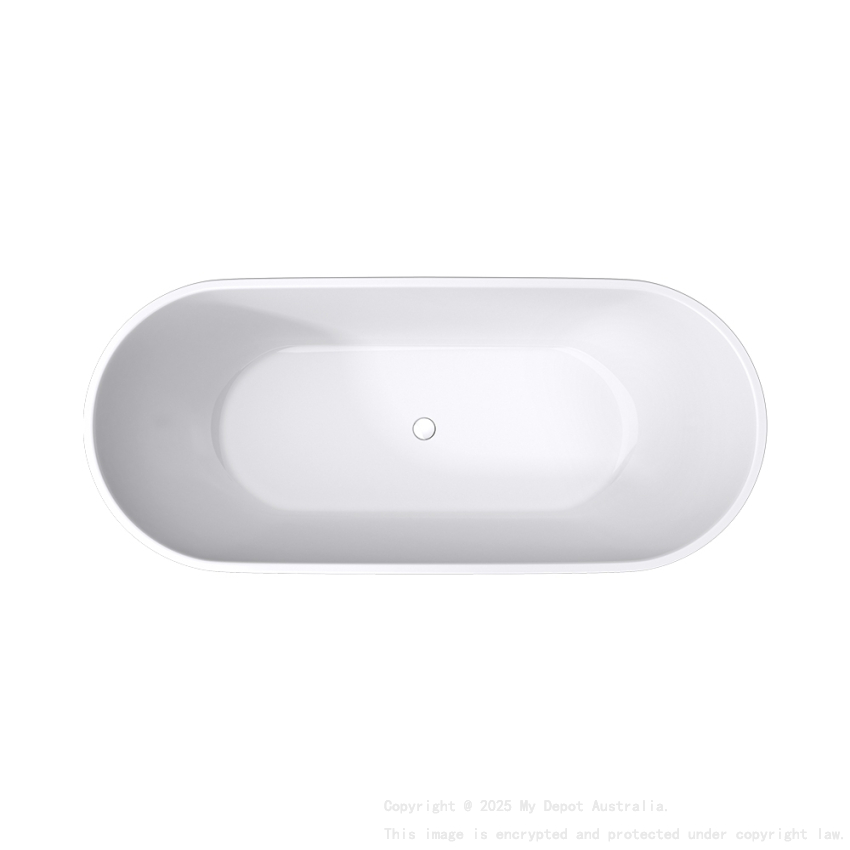 1500mm Oval Gloss White Acrylic Free Standing Bathtub No Overflow