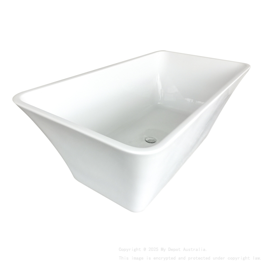1700mm Rectangle Gloss White Acrylic Free Standing Bathtub No Overflow