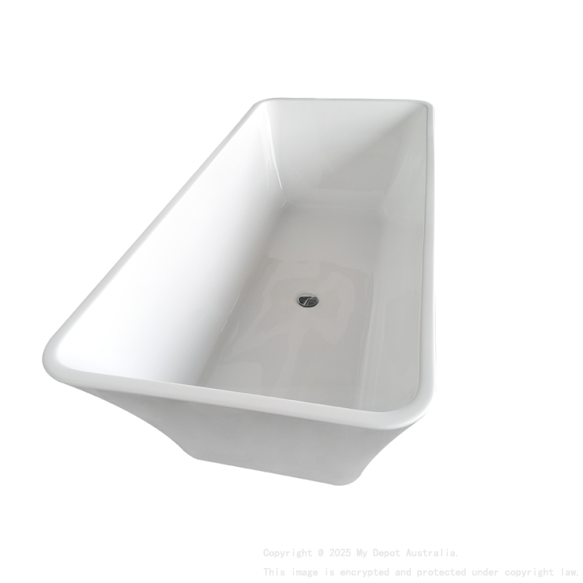 1500mm Rectangle Gloss White Acrylic Free Standing Bathtub No Overflow