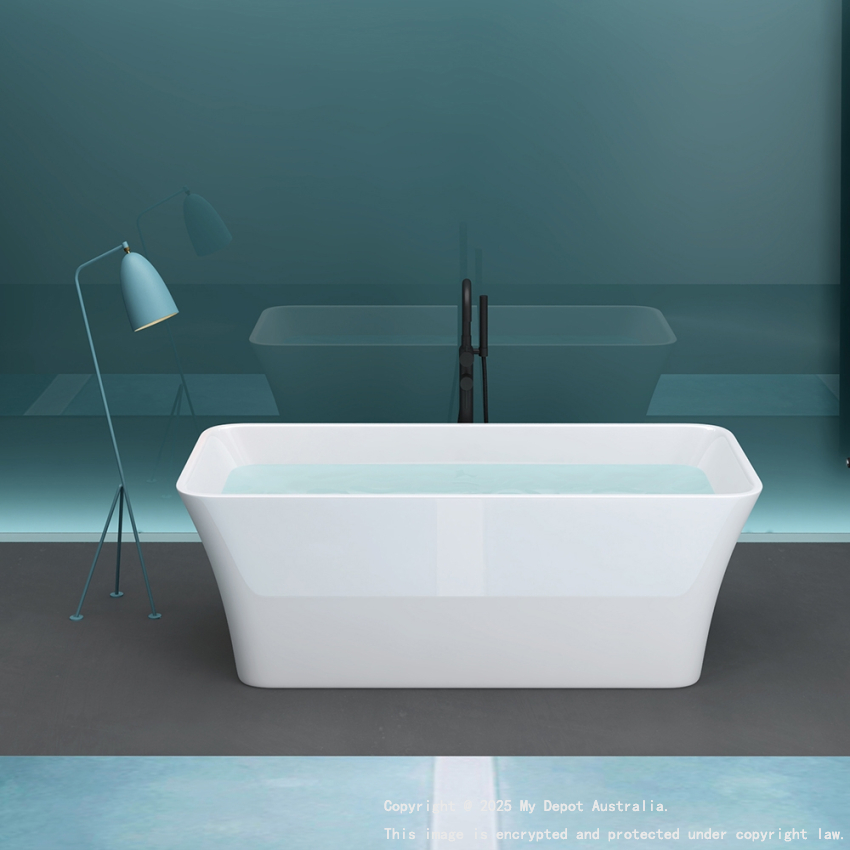 1700mm Rectangle Gloss White Acrylic Free Standing Bathtub No Overflow