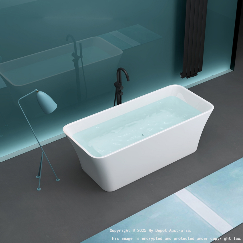 1700mm Rectangle Gloss White Acrylic Free Standing Bathtub No Overflow