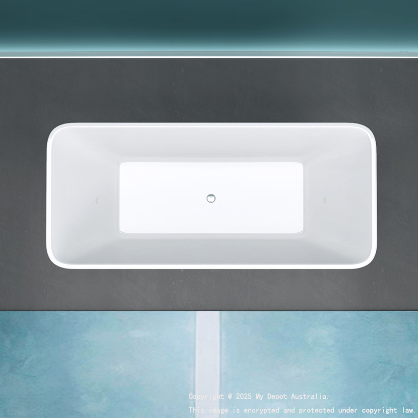 1500mm Rectangle Gloss White Acrylic Free Standing Bathtub No Overflow