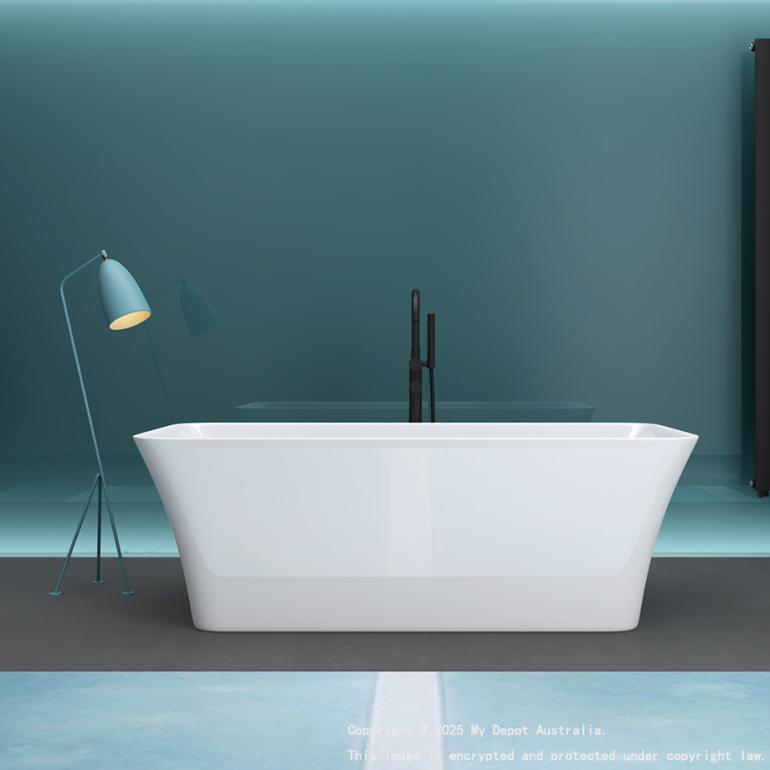 1500mm Rectangle Gloss White Acrylic Free Standing Bathtub No Overflow