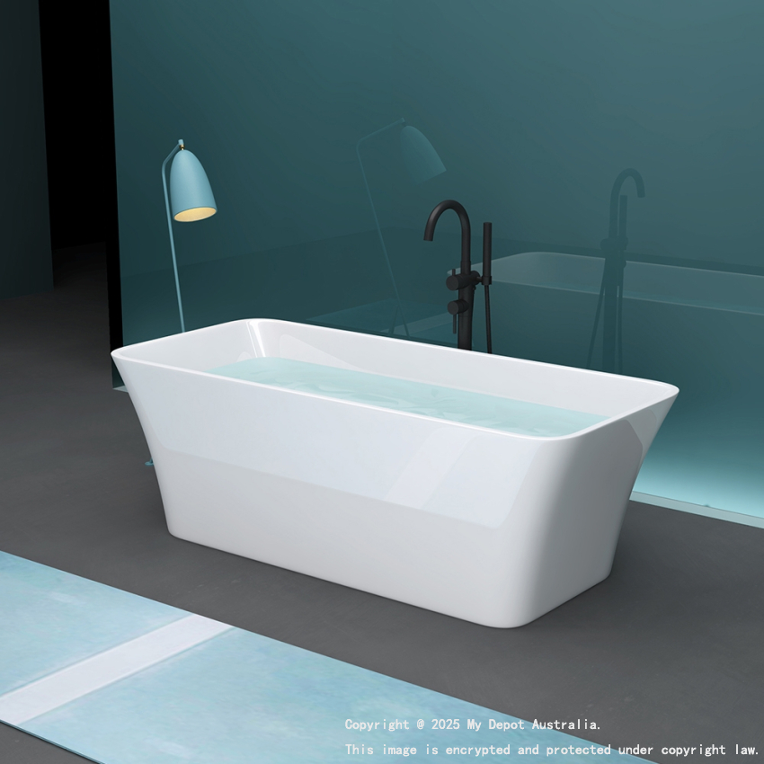 1700mm Rectangle Gloss White Acrylic Free Standing Bathtub No Overflow