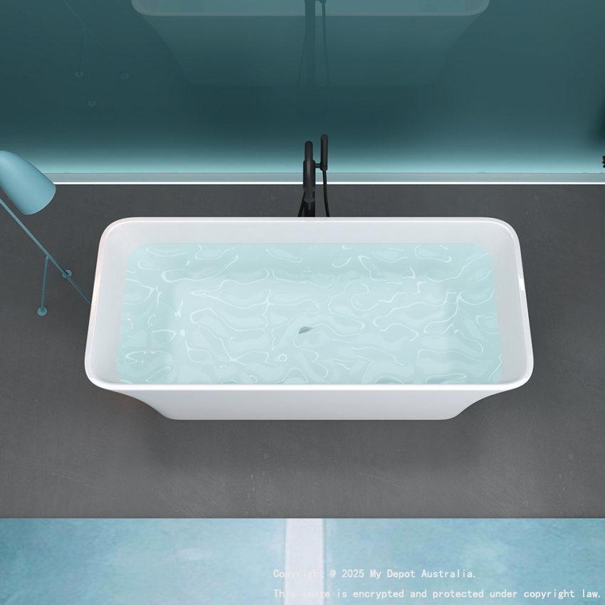 1700mm Rectangle Gloss White Acrylic Free Standing Bathtub No Overflow