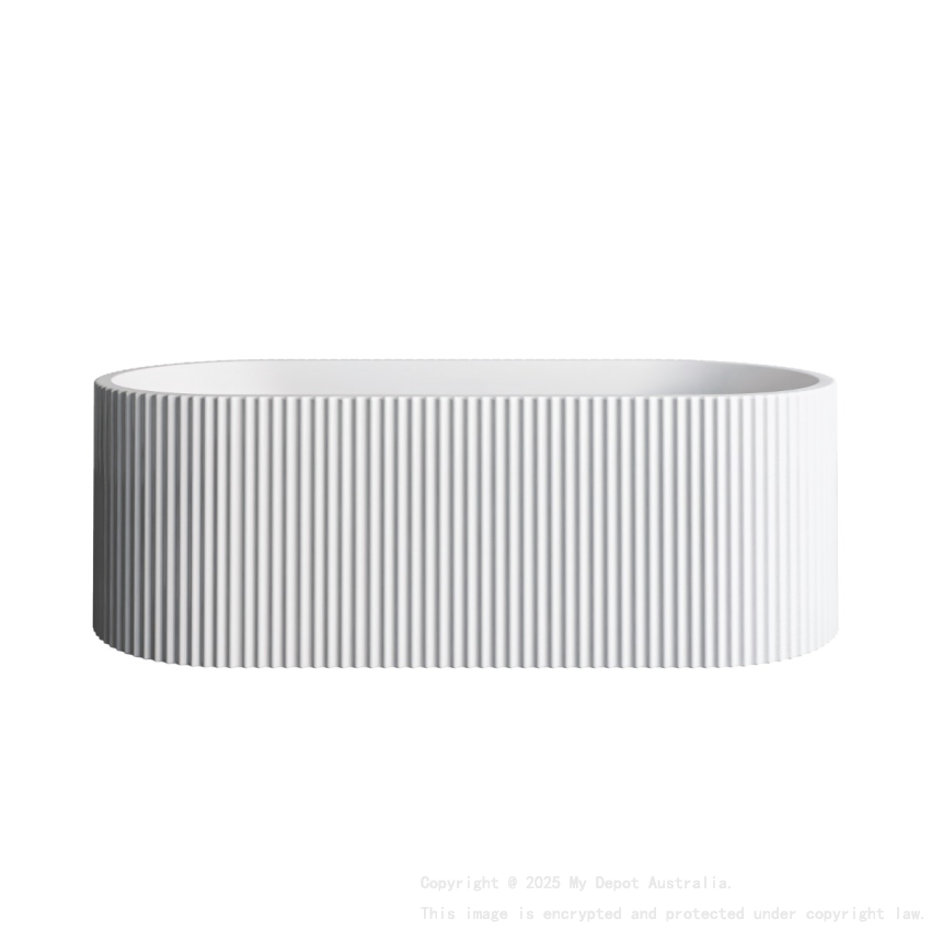1500mm Kiama Grooved Gloss White Freestanding Fluted Bathtub 