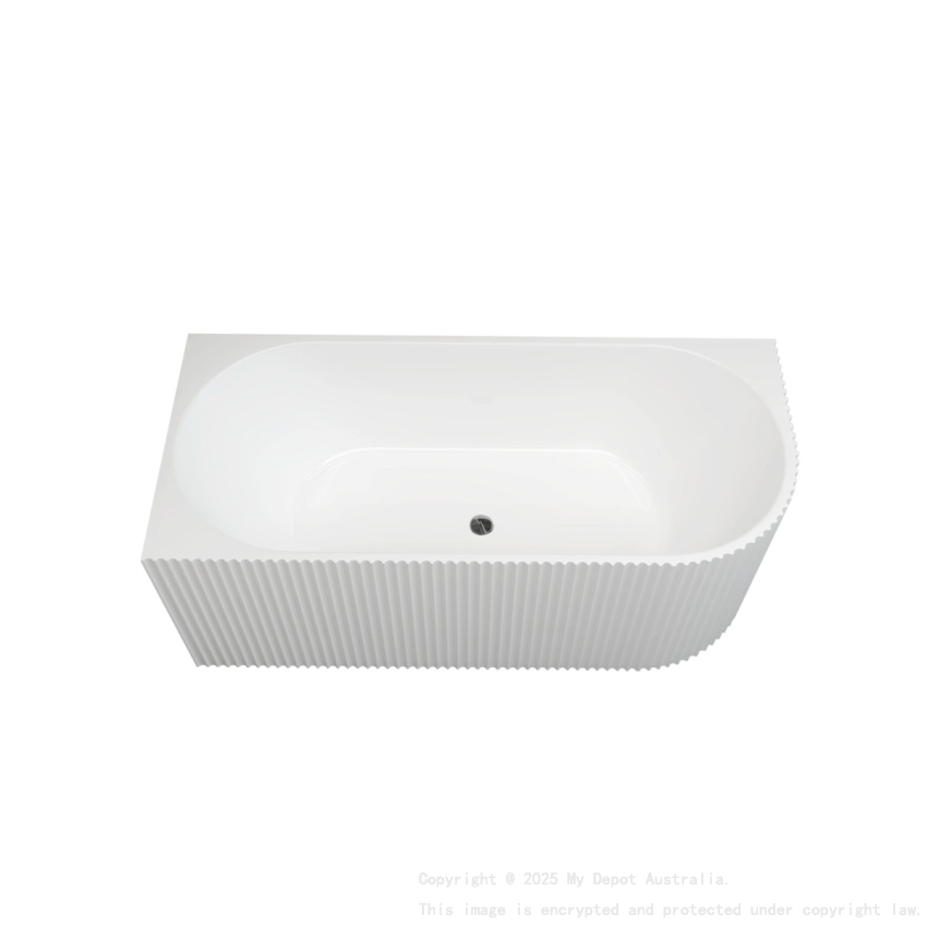 1500mm Kiama Grooved Gloss White Left Corner Fit Fluted Bathtub 