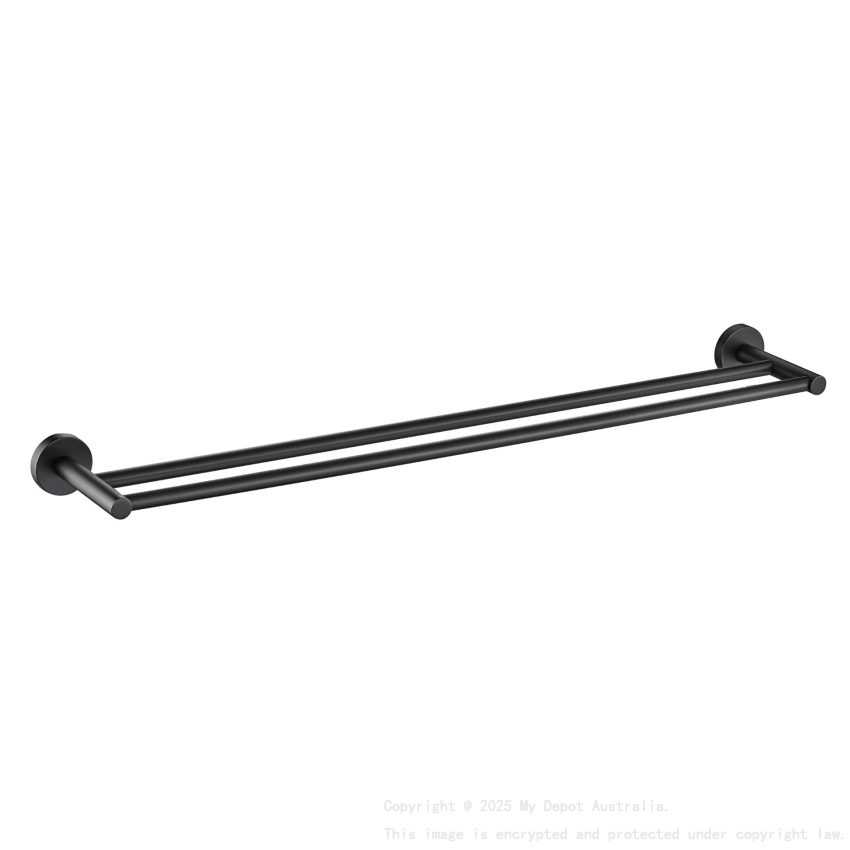 Otus Round Double Towel Rail 750mm Matt Black